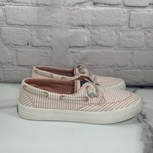 Sperry Crest Boat Seersucker Women Shoes Sz 7.5